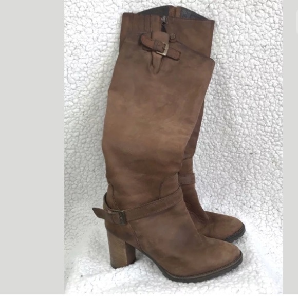 Fabianelli Shoes - Fabianelli Leather Knee High Heeled Tan Boots Size 36 US 6 Old Money Boho